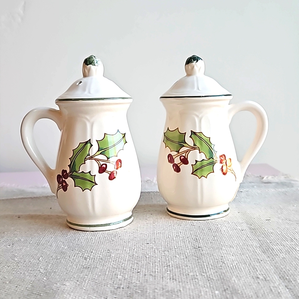 Sango White Christmas Salt and Pepper Shakers